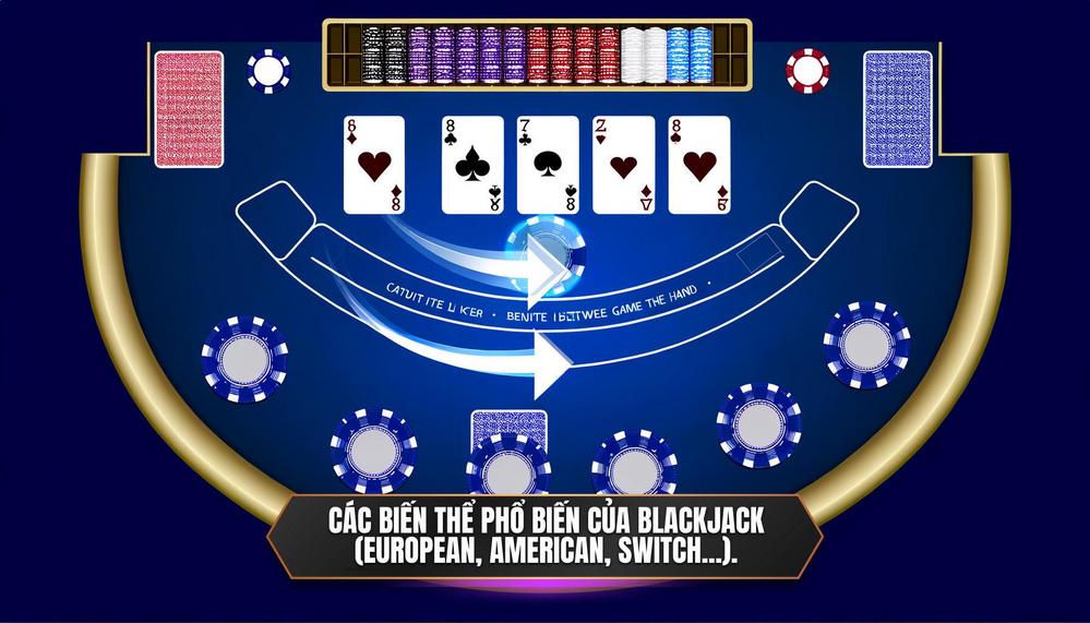 Các biến thể phổ biến của Blackjack (European, American, Switch...).
